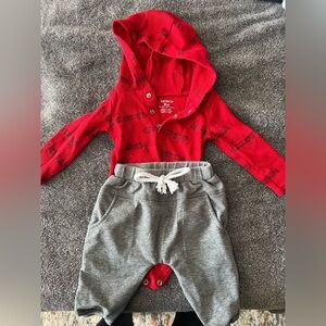 Carters Train Waffled Shirt & Grey Sweatpants
